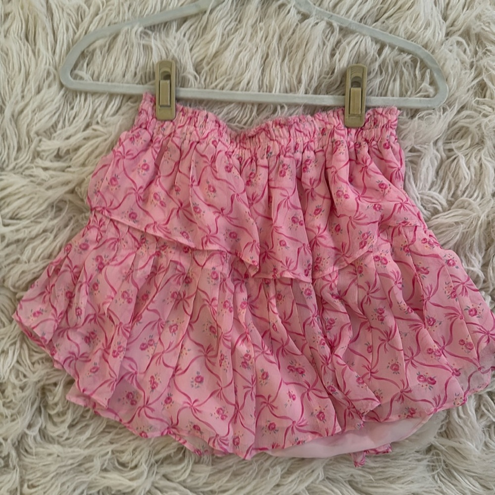 Love Shack Fancy Pink Ruffled Skirt